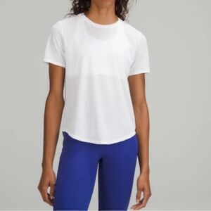NWT Lululemon High Neck Run and Train Tee White Opal in Size 6